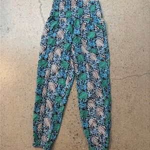 Free People Teal, Green & Black Patterned Jogger Pants